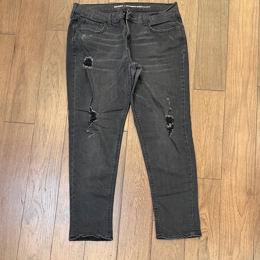 Old Navy Boyfriend Skinny Distressed Black Women's Jeans Size 10 C8-010